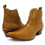 Botina Country Masculina Bico Fino Couro Bovino Legítimo Anaconda Nozes 