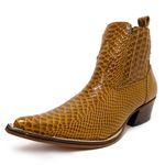 Botina Country Masculina Bico Fino Couro Bovino Legítimo Anaconda Nozes 