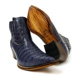 Botina Country Masculina Bico Fino Couro Bovino Legítimo Jacaré Cinza