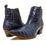 Botina Country Masculina Bico Fino Couro Bovino Legítimo Jacaré Cinza