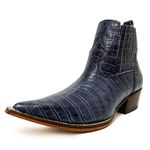 Botina Country Masculina Bico Fino Couro Bovino Legítimo Jacaré Cinza