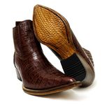 Botina Country Masculina Bico Fino Couro Bovino Legítimo Jacaré Tamarindo 
