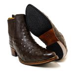 Bota Country Feminina Cano Curto Couro Legítimo Bovino Avestruz Café