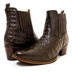 Bota Country Feminina Cano Curto Couro Legítimo Bovino Avestruz Café