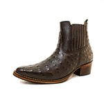 Bota Country Feminina Cano Curto Couro Legítimo Bovino Avestruz Café