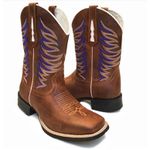 Bota Texana Masculina Cano Padrão Couro Legítimo Bovino Crazy Horse Sela Bordado Asa 
