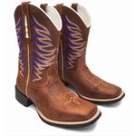 Bota Texana Masculina Cano Padrão Couro Legítimo Bovino Crazy Horse Sela Bordado Asa 