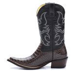 Bota Texana Masculina Bico Fino Couro Legítimo Bovino Mustang Preto e Dubai Café