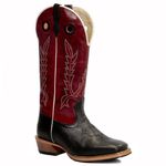 Bota Texana Carrapeta Couro Nobuck Preto e Mustang Vinho