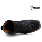 Botina Texana Country Masculina Couro Crazy Horse Preto