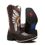 Bota Texana Country Masculina Couro Bovino Legítimo Floater e Fóssil Café índio