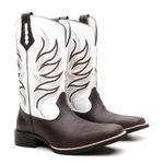 Bota Texana Country Masculina Couro Bovino Legítimo Floater Branco e Fóssil Café Raio 