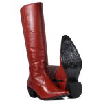 Bota Montaria feminina Couro Mustang Vermelho