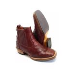  Bota Masculina Bico Quadrado Couro Nobuck Pinhão Avestruz