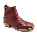  Bota Masculina Bico Quadrado Couro Nobuck Pinhão Avestruz