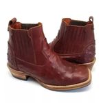  Bota Masculina Bico Quadrado Couro Nobuck Pinhão Avestruz