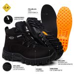 Bota Masculina JohnCat 2113 Couro Legítimo – Blaqueada, Solado de Borracha e Palmilha em Gel
