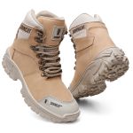 Bota Casual e de Segurança Masculina Johncat 9810 – Couro Legítimo + Solado de Borracha Costurado