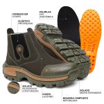 Botina Masculina Couro Nobuck Johncat com Biqueira Composite Reforçada, Solado Micro Expandido Blaqueado, Palmilha Gel Anatômica