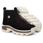 Botina Masculina Couro Nobuck Preto Johncat com Biqueira Composite Reforçada, Solado Micro Expandido Blaqueado, Palmilha Gel Anatômica