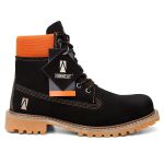 Bota Unissex JohnCat 9810 Couro Legítimo Preto e Laranja | Solado Tratorado Antiderrapante | Palmilha Gel | Linha Premium