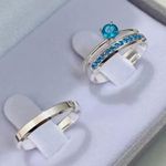 Combo + Trio Alianças Baratas Dourados 3,5mm Solitário Azul