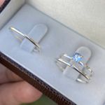 Combo + Trio Alianças de Compromisso Natal 1,7mm Solitário Azul