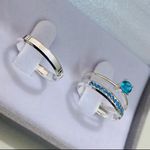 Combo + Trio Alianças Baratas Dourados 3,5mm Solitário Azul