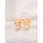 Brinco de disco martelado com pedra Howlita creme 