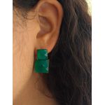 Brinco Quadrado Pedra Verde 