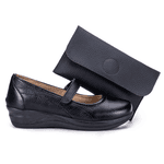 Sapatilha Feminina Couro Preto 1400 Jota Flex