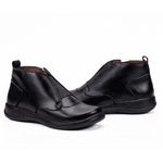 Bota Estilo Retro Calce Fácil Couro Preto 400E Jota Flex