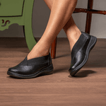 Sapatilha Feminina em Couro Preto 4007 Jota Flex