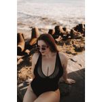 Maiô Plus Size bojo removível Elástico furado Preto 0159.01