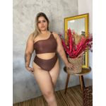 Biquíni Plus Size Nula Manga Marrom com Hot pant conforto 0112.05 Marrom