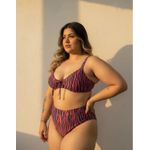 Biquini Meia Taça Caribe Hot Pant Zebra Terracota fio duplo regulagem 0138.75 Zebra Terracota