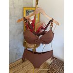 Biquini Meia Taça Caribe Marrom com corrente tartaruga fio duplo regulagem 0138.77 Marrom