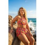 BIQUÍNI PLUS SIZE TOP CROPED COM SHORT ESTAMPA FOLHAGEM 0120.01 Multicolorido