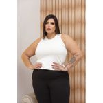 Regata Canelada Plus Size Branca 0500.03