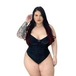 Maiô Plus Size Meia Taça Preto Lurex com bojo removível 0114.05