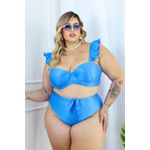 Biquíni Plus Size Alça Removível Azul fio duplo com laço 0129.14