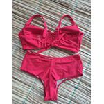 Biquini Meia Taça Caribe Vermelho fio duplo lateral franzida 013859