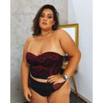 Conjunto Premium Cropped Tomara Que Caia Calcinha Fio Duplo Gota Vermelho Preto