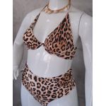 Biquini Premium Plus Size Aro Único e Calcinha Fio DuploLateral Franzida Onça 0107.13
