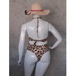 Biquini Premium Plus Size Aro Único e Calcinha Fio DuploLateral Franzida Onça 0107.13