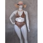 Biquini Premium Plus Size Aro Único e Calcinha Fio DuploLateral Franzida Onça 0107.13