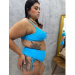 Biquini Meia Taça Caribe Azul com calcinha fio duplo com regulagem 0138.63