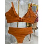 Biquini Plus Size Top Retrô Terracota com calcinha hot pant 0128.09