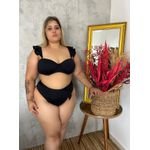 Biquíni Plus Size Alça Removível Preto com calcinha laço 0129.17