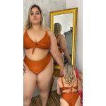 Biquini Plus Size Top Retrô Terracota com calcinha hot pant 0128.09